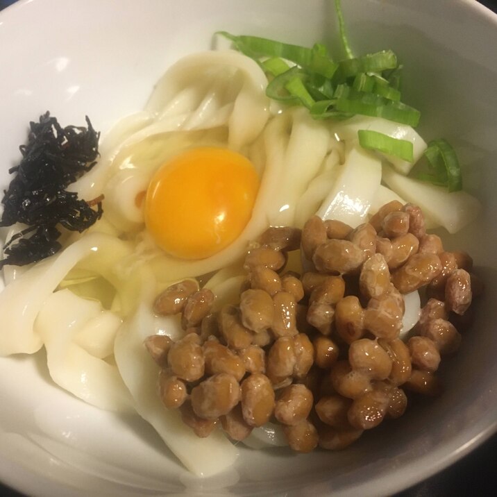 納豆の釜玉きしめん